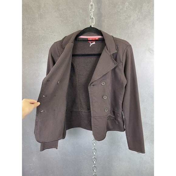 Y2K 2000s‎ Puma Brown Fleece Blazer Jacket Size Small - Picture 4 of 6